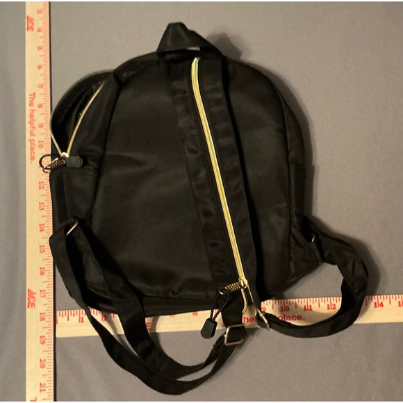 Stone Mountain Black Nylon Mini Backpack Convertible Sling Bag Gold Hardware - Picture 2 of 5